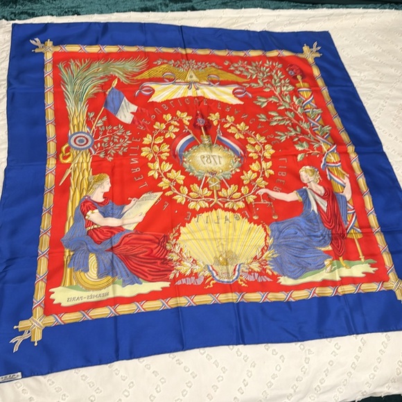 HERMÈS PARIS 1980s 'Hermés’ French Revolution commemorative silk scarf France - Picture 11 of 13